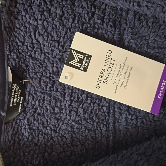 Members Mark Mens Sherpa Lined Blue Plaid Button-Up Jacket XXL NWT 💙💙💙 - Picture 3 of 8